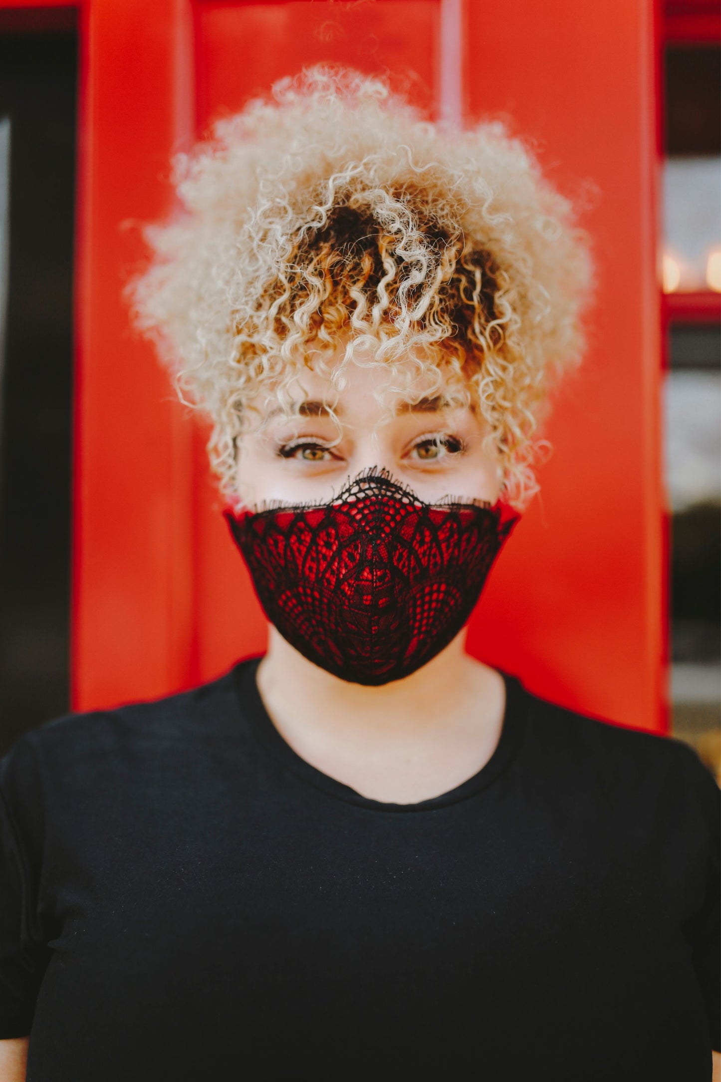 Eyelash Lace Mask (Red)